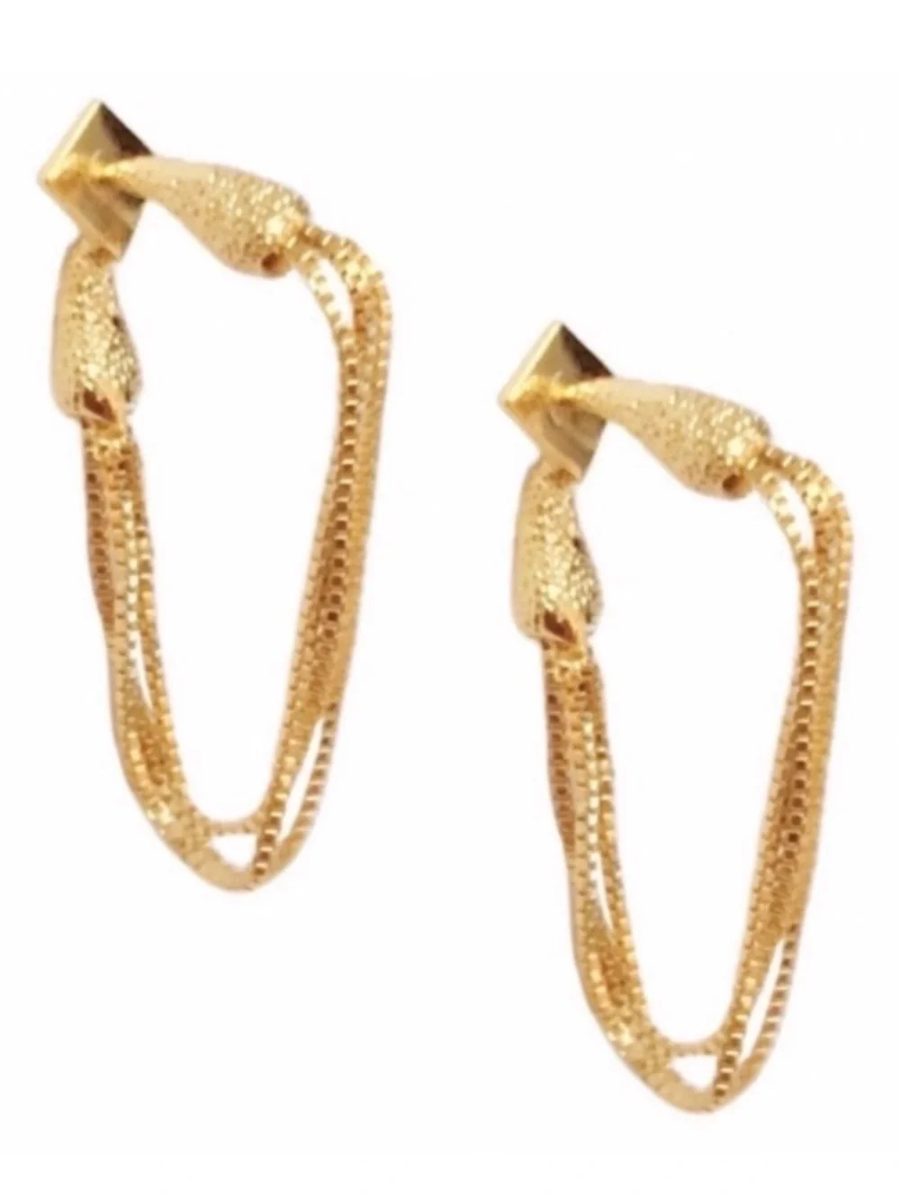 NEW Back Front Drippy Gold Box Chain Earrings AU13